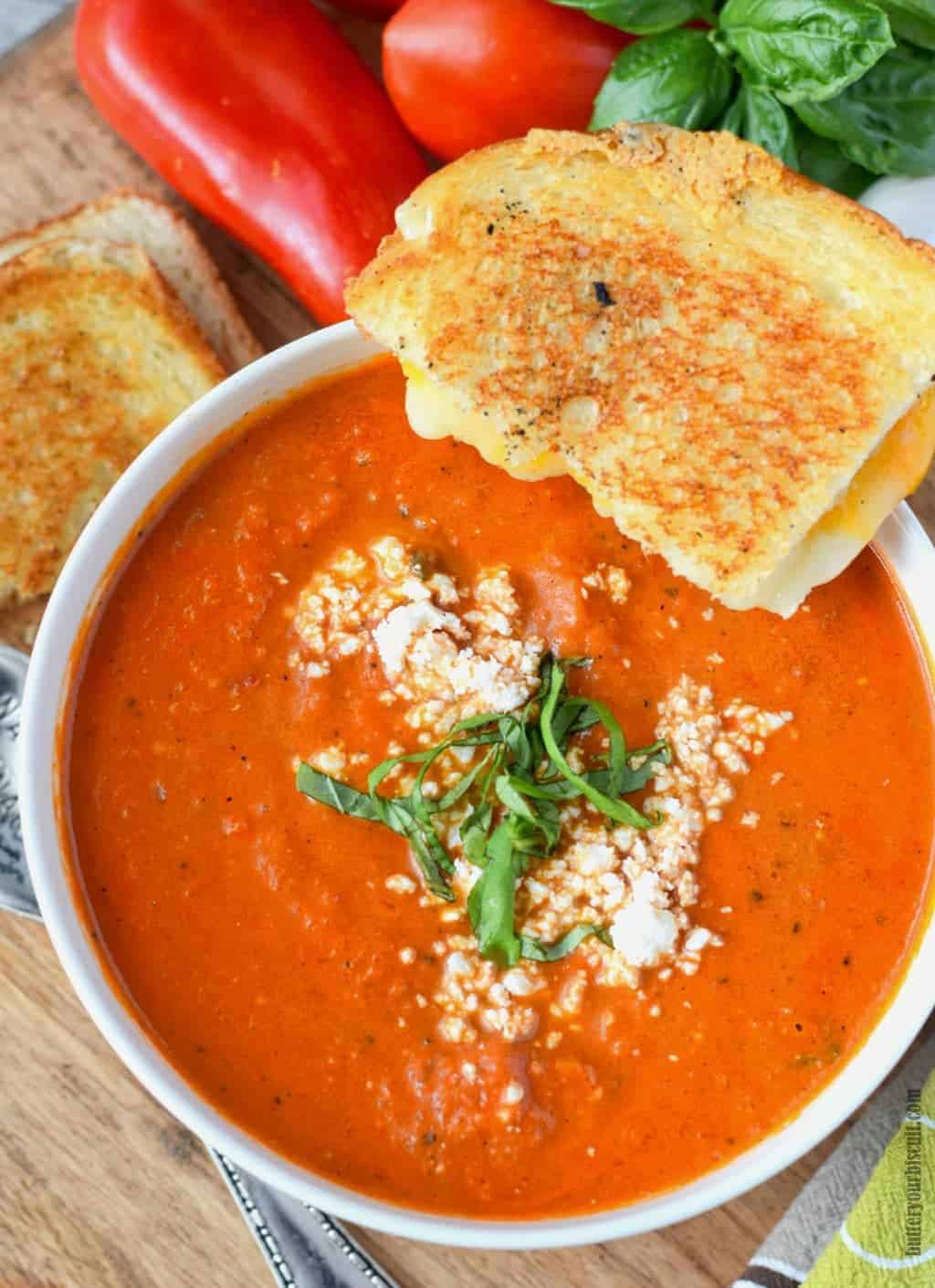 Roasted Tomato Soup with Fresh Tomatoes