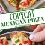 Mexican pizza on a plate pinterest pin.