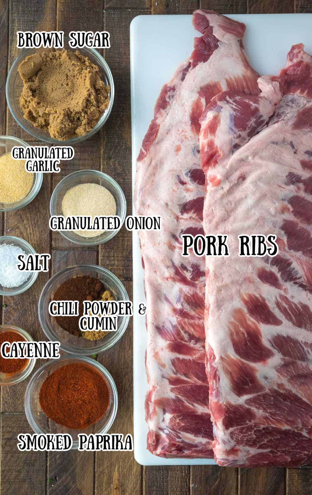 All the ingredients needed for these baked ribs.