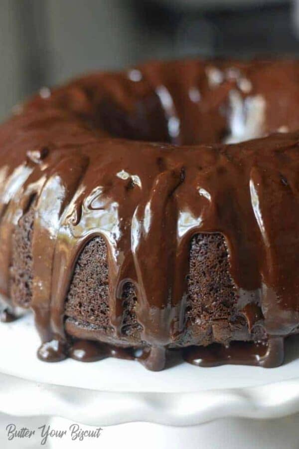 Chocolate Bundt Cake with Ganache Glaze Recipe-Butter Your Biscuit