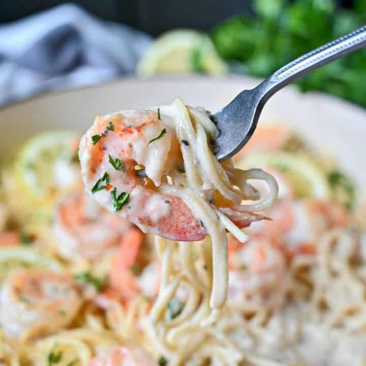 Creamy Lemon Garlic Shrimp Pasta-Butter Your Biscuit