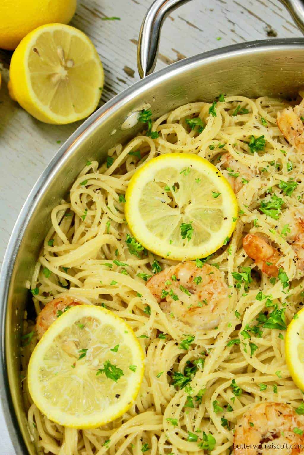 Easy Lemon Garlic Shrimp Pasta-Butter Your Biscuit