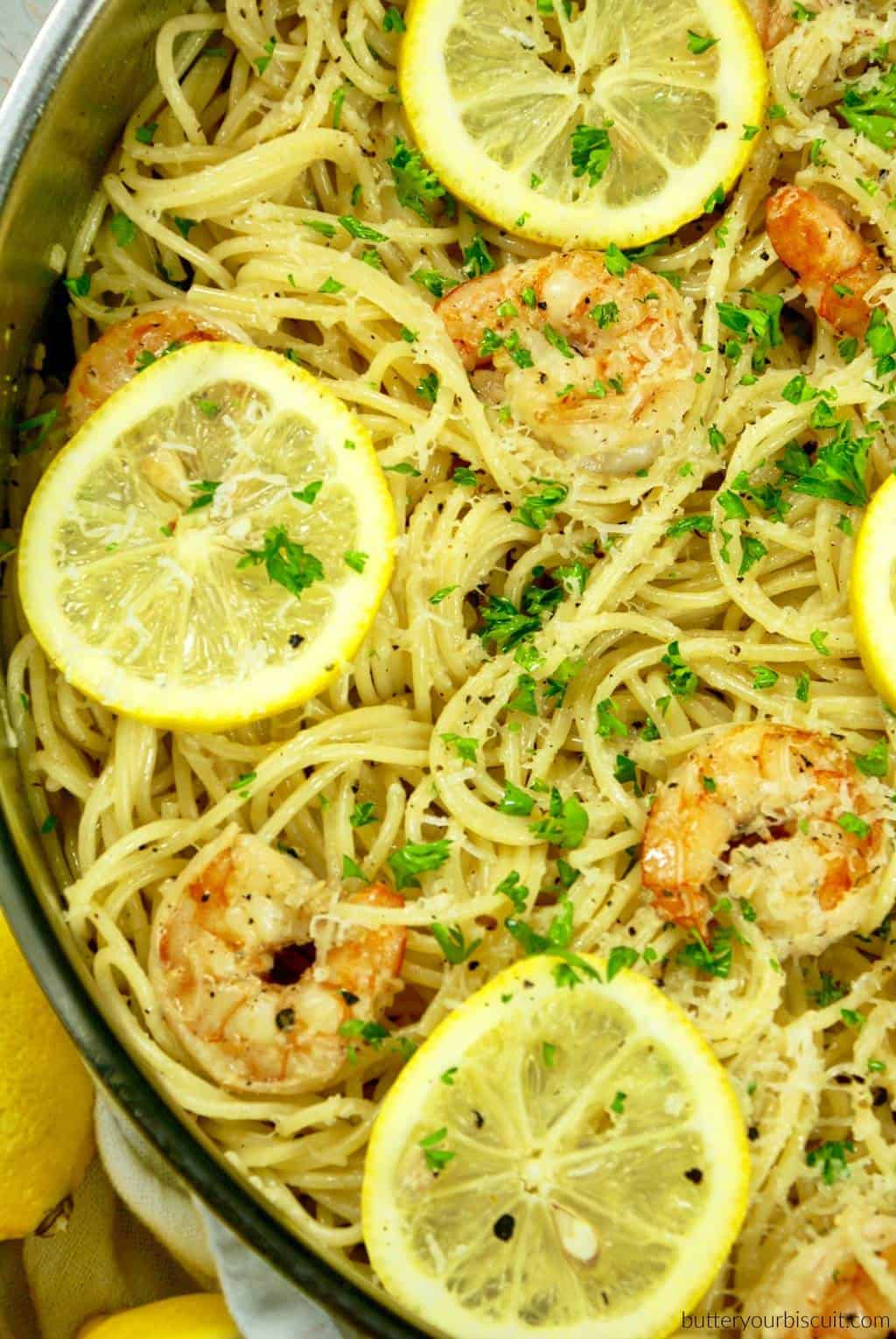 Easy Lemon Garlic Shrimp Pasta-Butter Your Biscuit