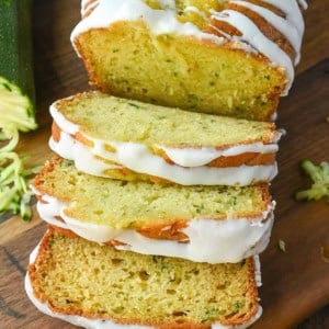 Lemon zucchini bread cut into slices.