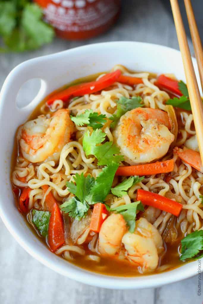 Spicy shrimp ramen 