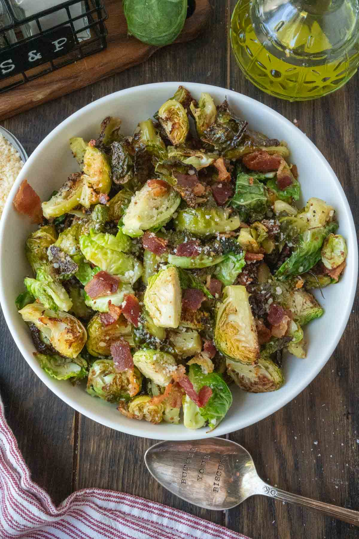 A bowl of roasted brussels sprouts