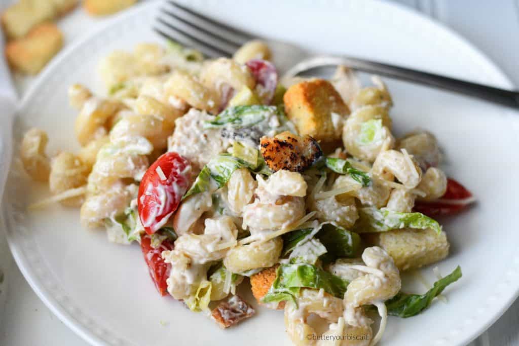 Chicken Caesar Pasta Salad Recipe-Butter Your Biscuit