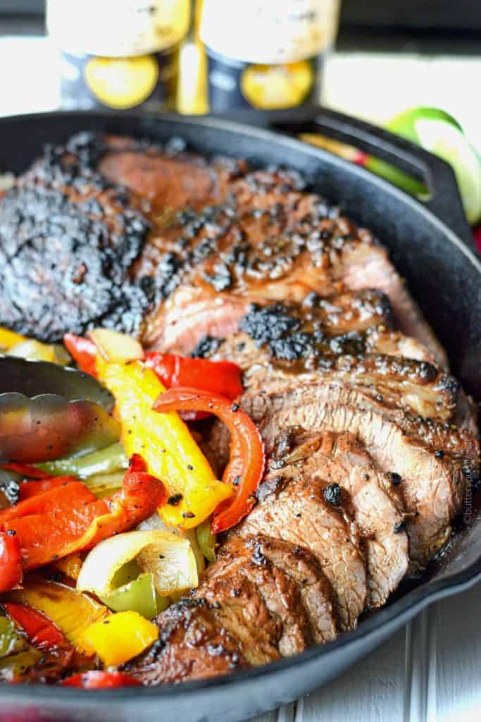 Grilled Tri-Tip with Onions and Peppers