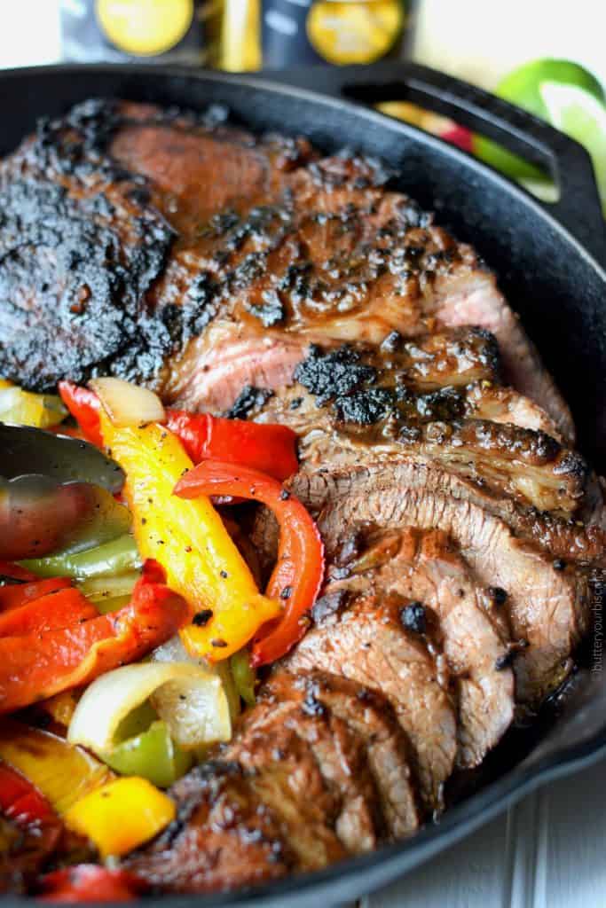 Grilled Tri-Tip with Onions and Peppers