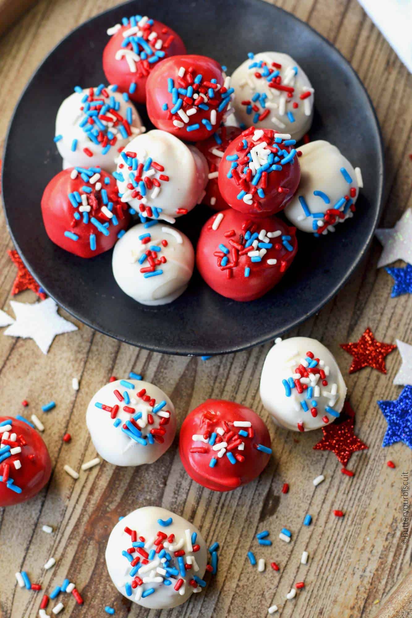 Patriotic Red Velvet Cake Balls 