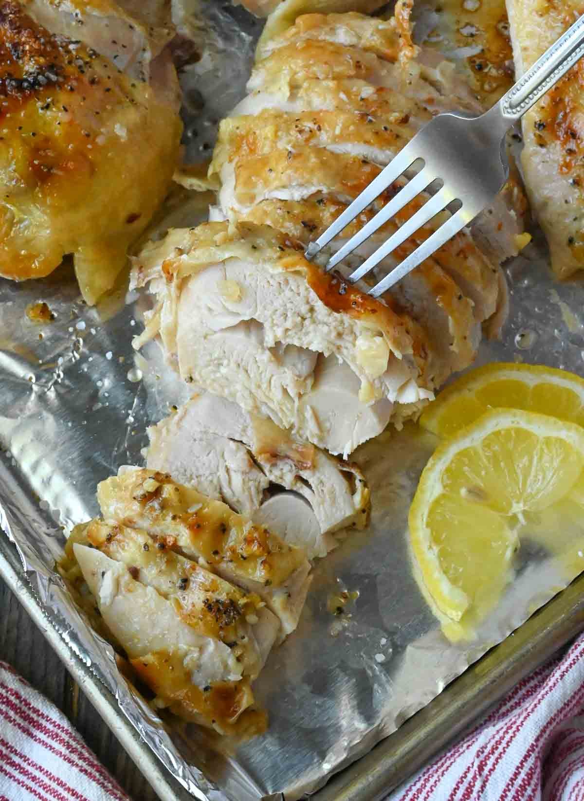 A for picking up a slice of slow cooker chicken.