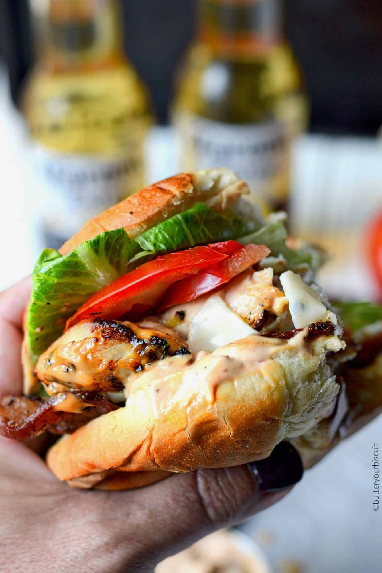 Tequila lime grilled chicken club with chipotle mayo 