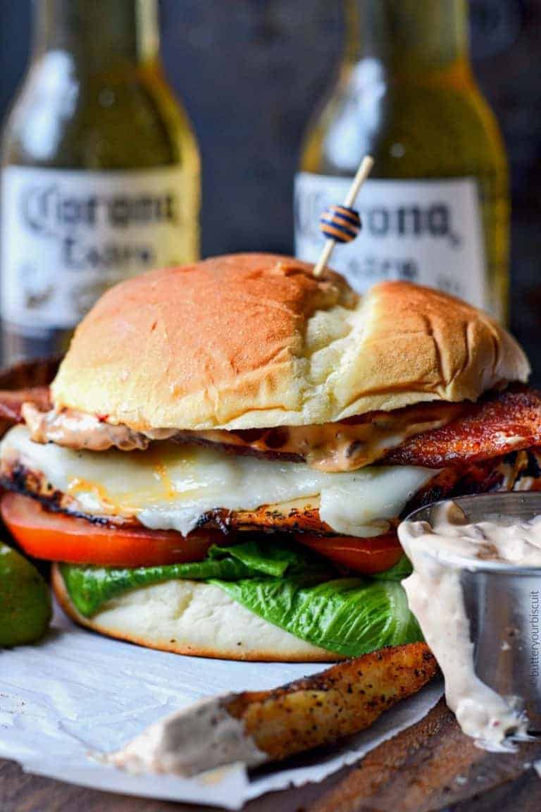 Tequila lime grilled chicken club with chipotle mayo