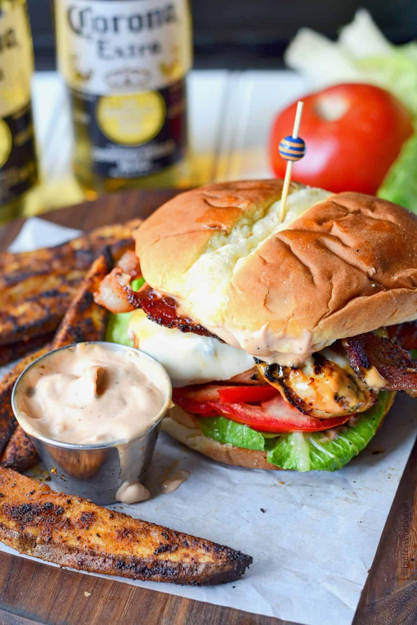 Tequila lime grilled chicken club with chipotle mayo 