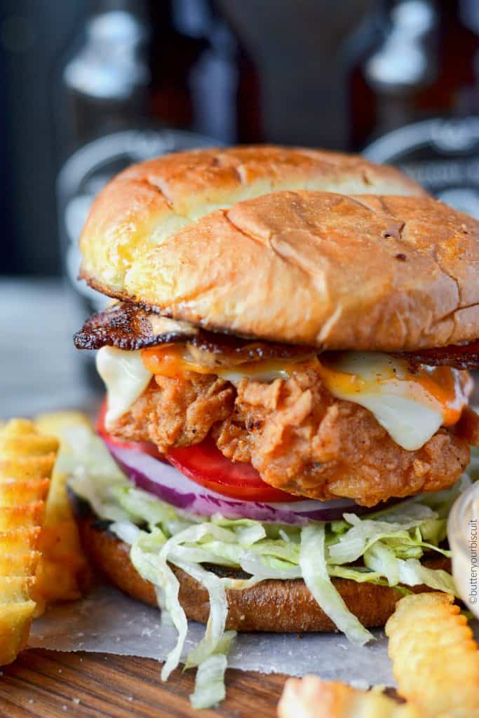 Spicy buttermilk fried chicken sandwich 