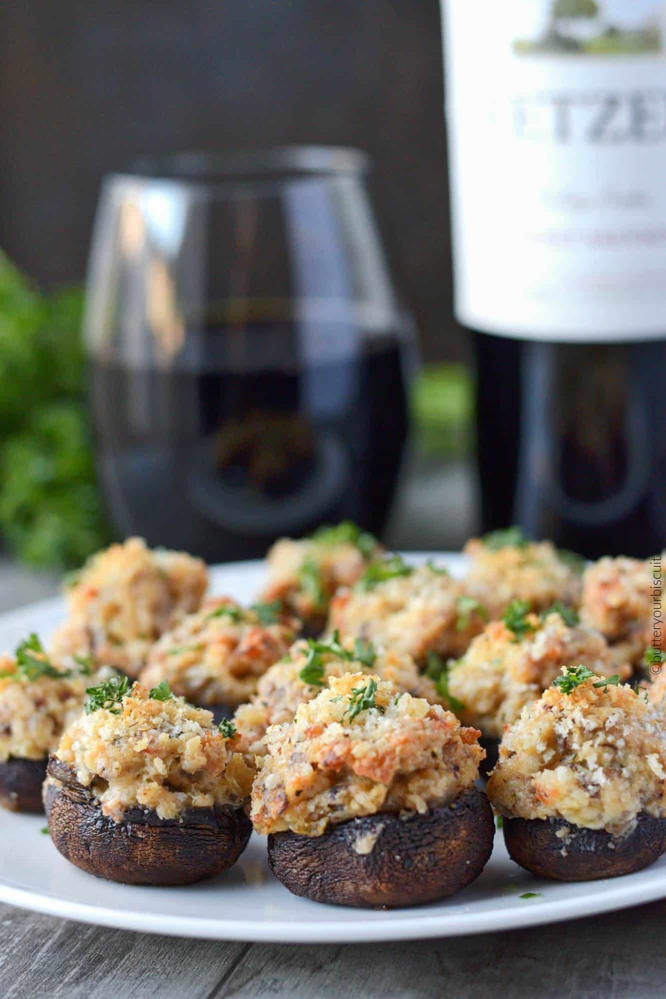 Italian Sausage Stuffed Mushrooms | Butter Your Biscuit