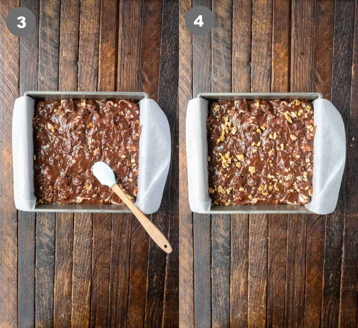 Fudge being spread into a pan.