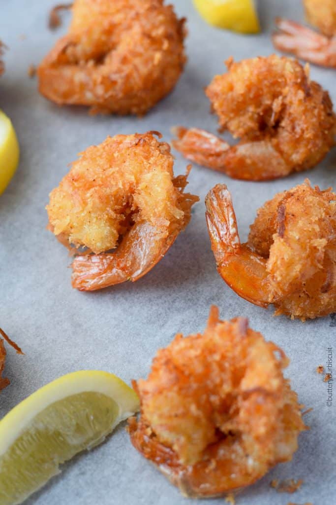 A close up of food, with Shrimp and Coconut