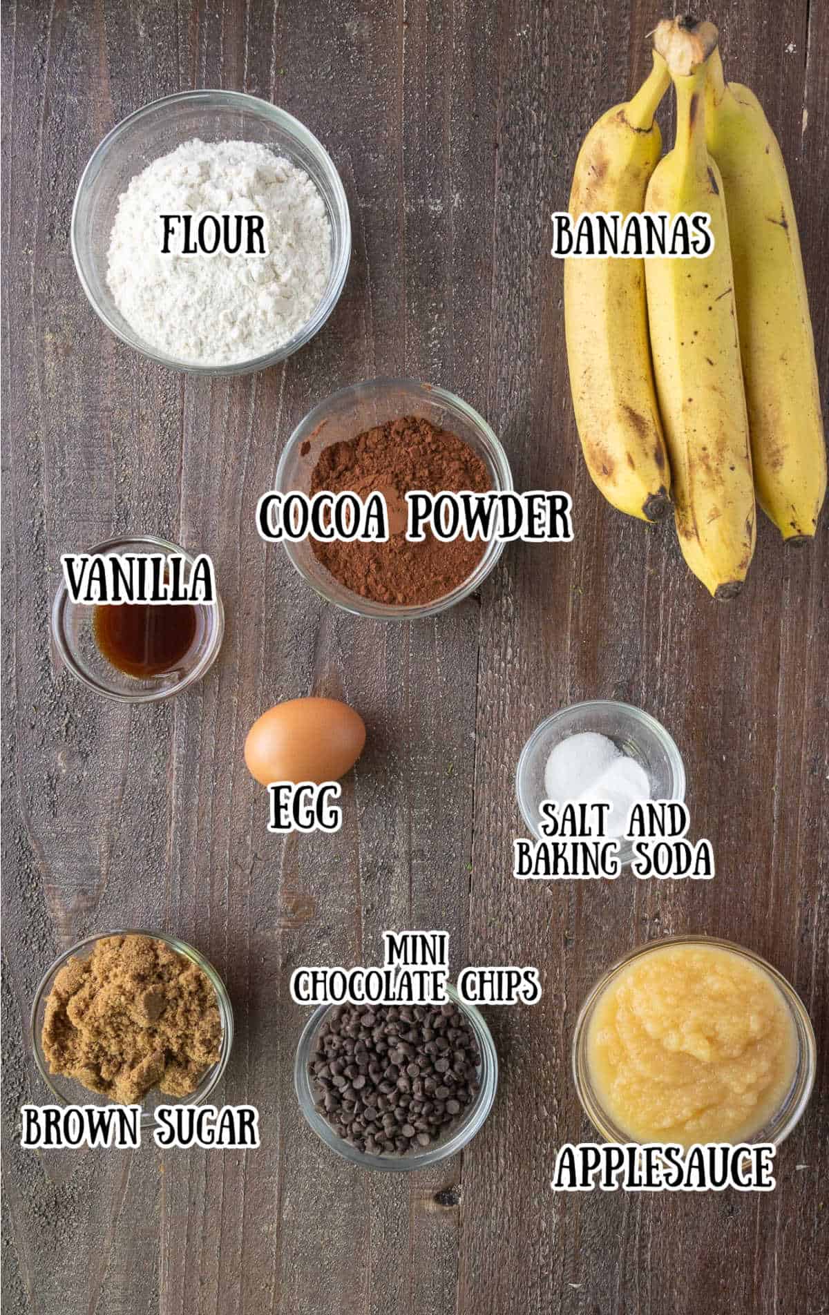 All the ingredients needed for this banana cake.
