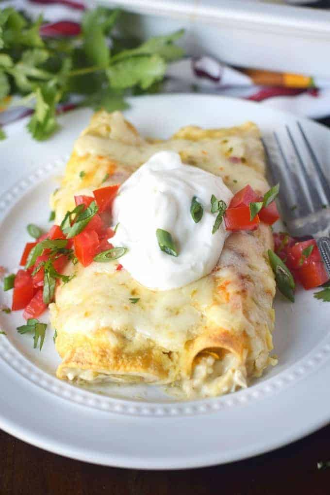 Green Chile Chicken Enchiladas Recipe-Butter Your Biscuit