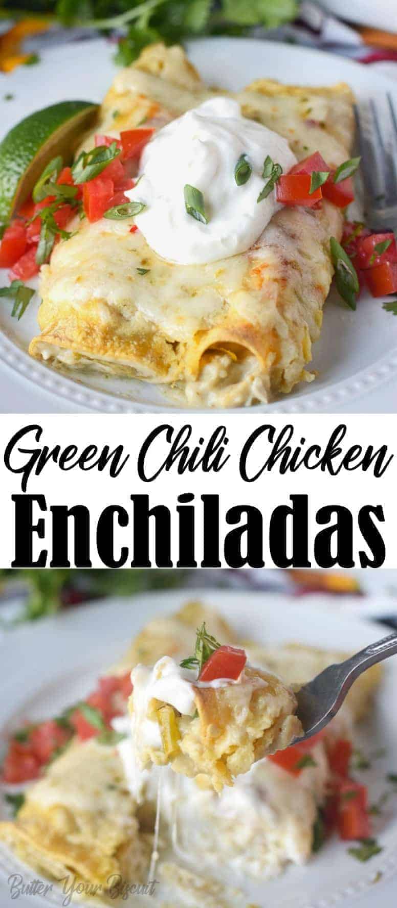Green Chile Chicken Enchiladas Recipe-Butter Your Biscuit