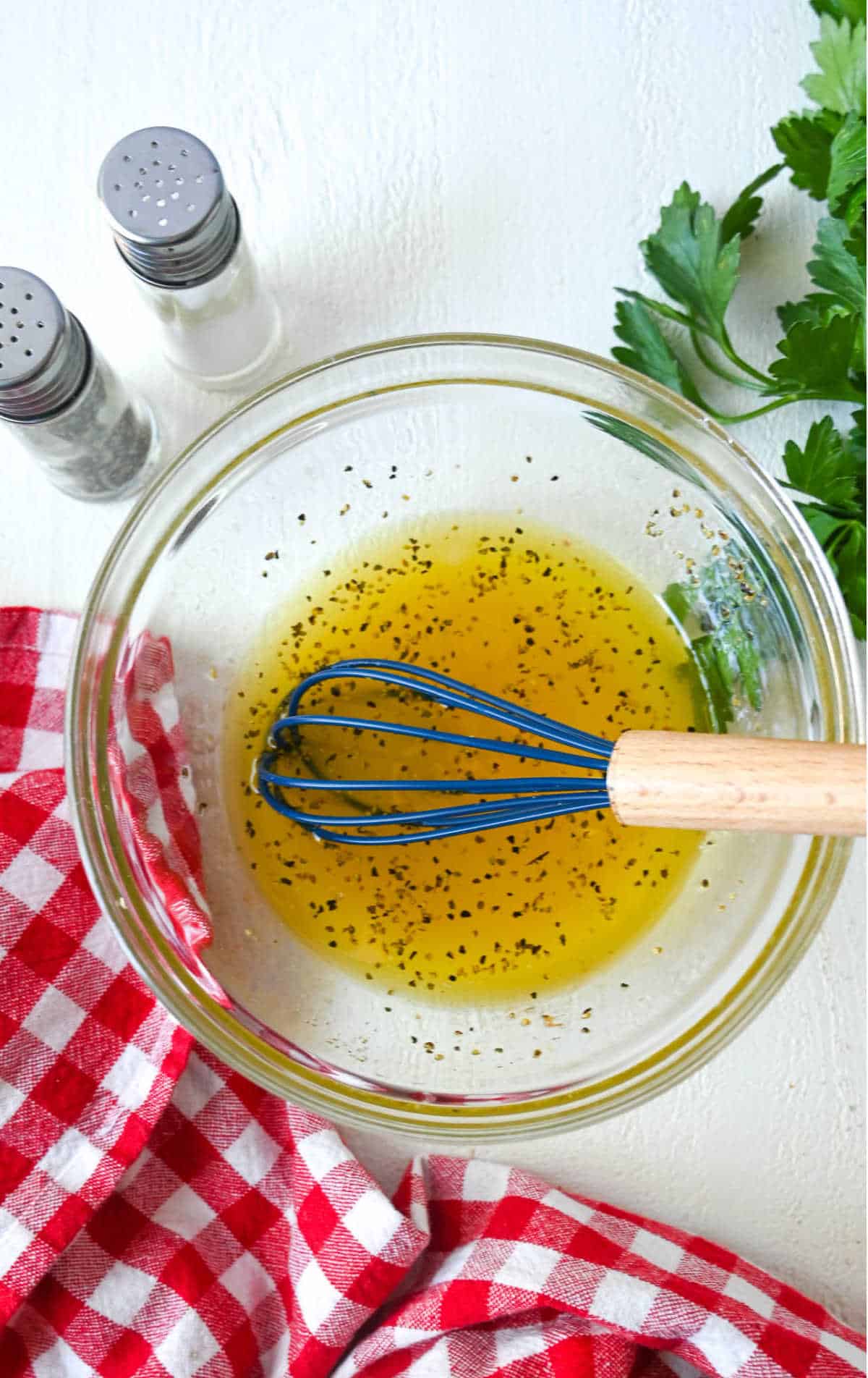 The dressing mixed together in a bowl.