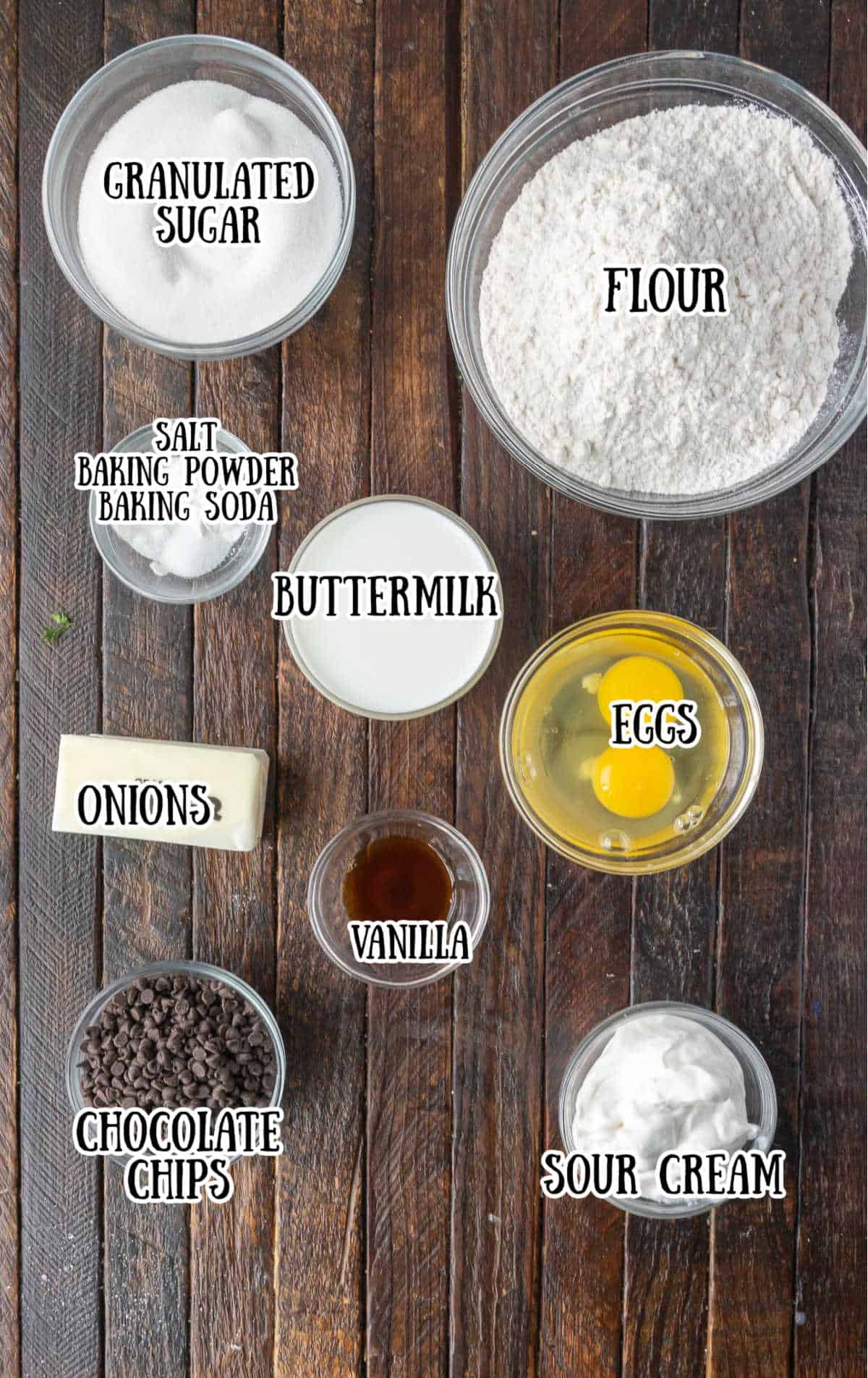 All the ingredients needed for this muffin recipe.