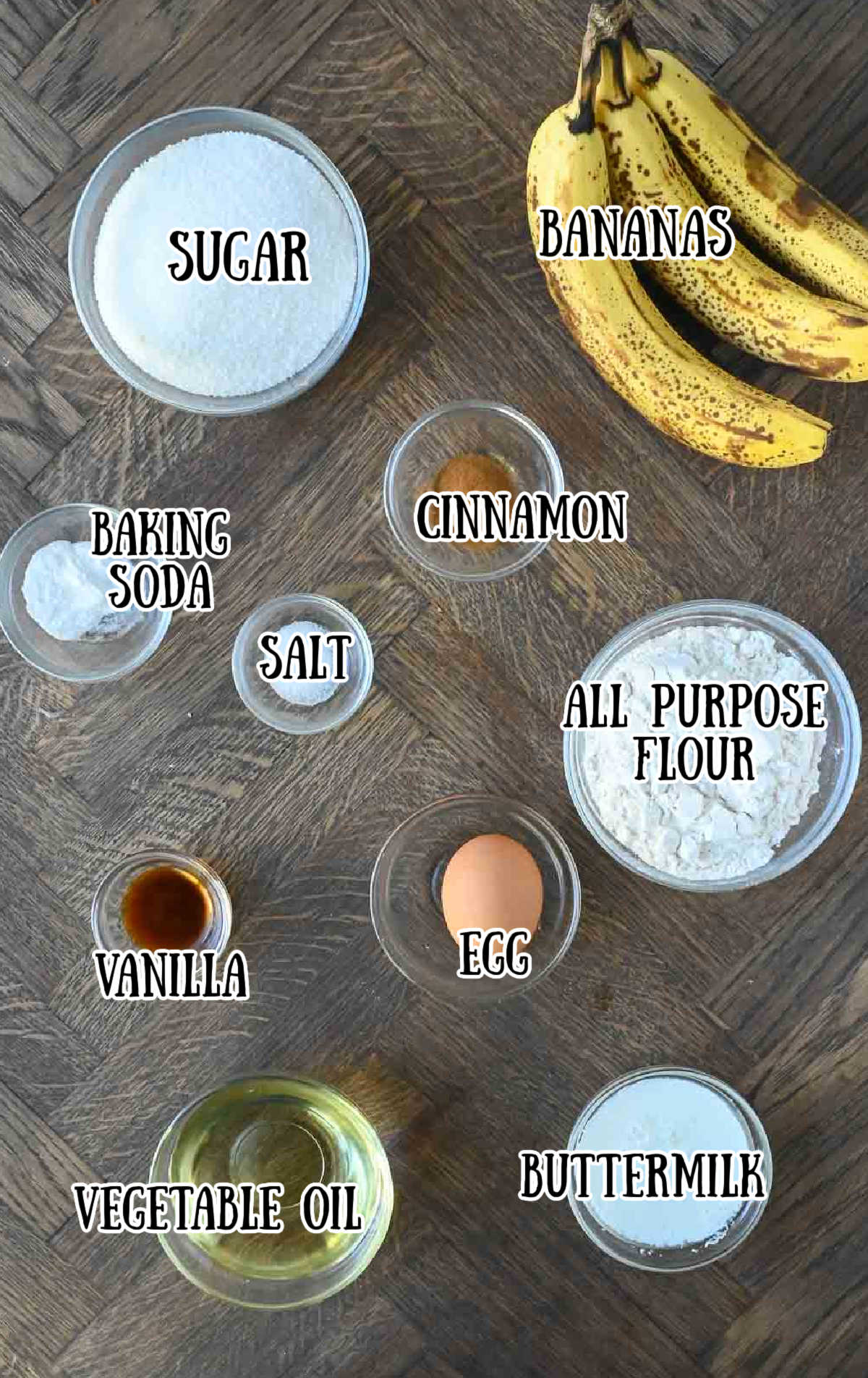 A photo of all of the ingredients labeled.