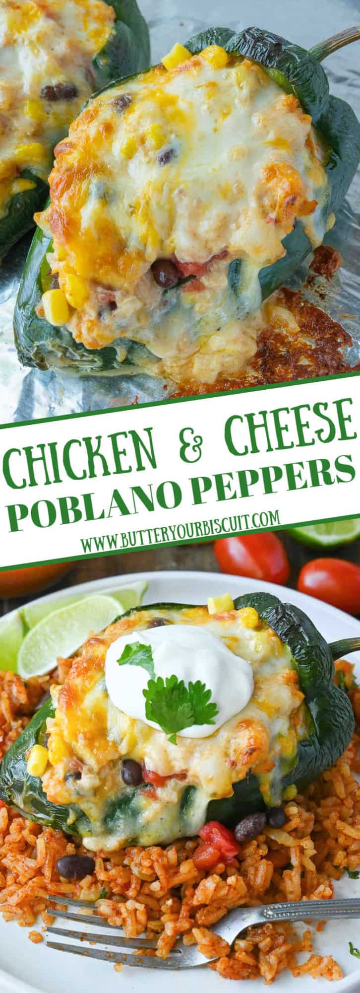 Chicken Stuffed Poblano Peppers- Butter Your Biscuit