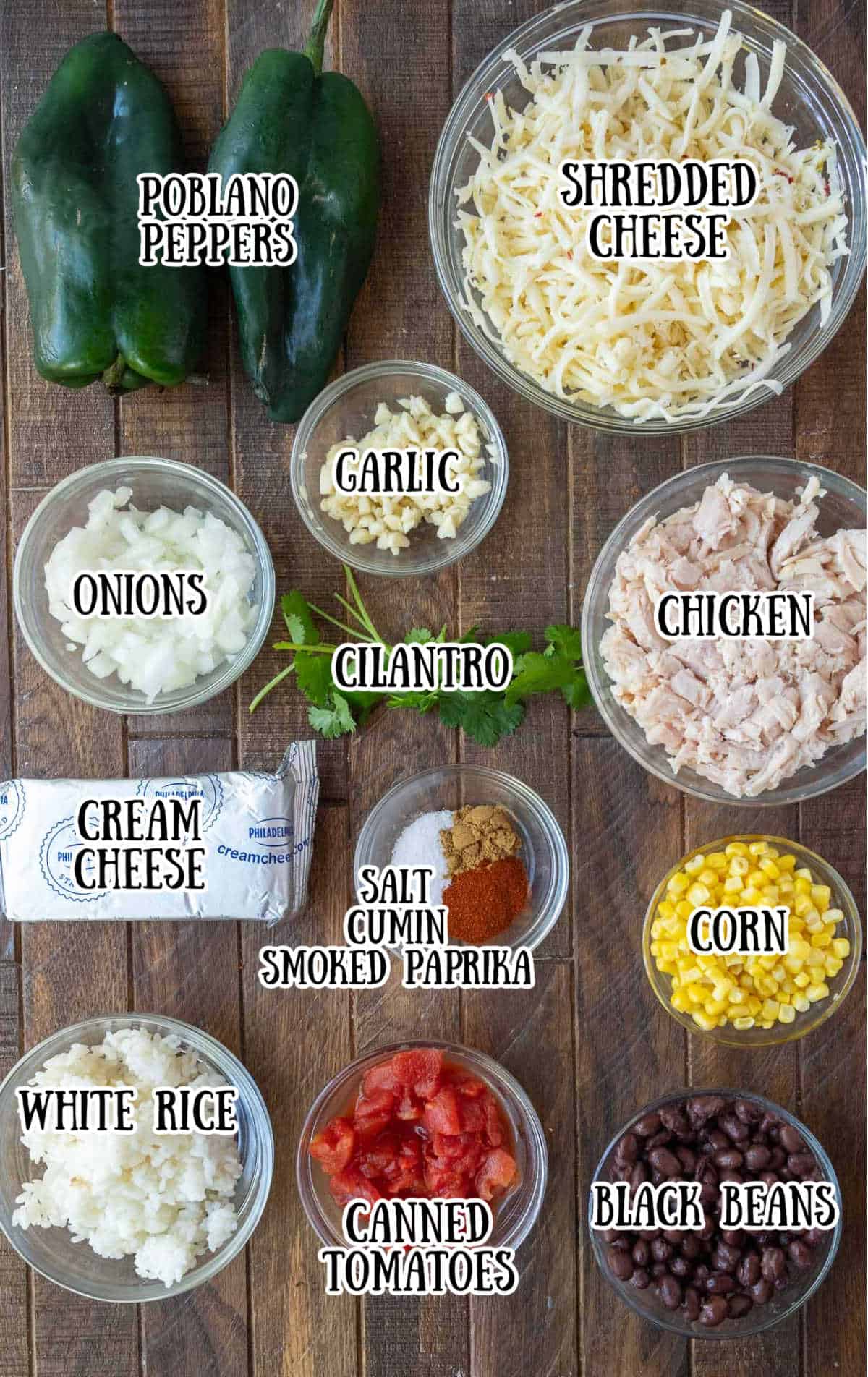 All the ingredients needed for these stuffed peppers.