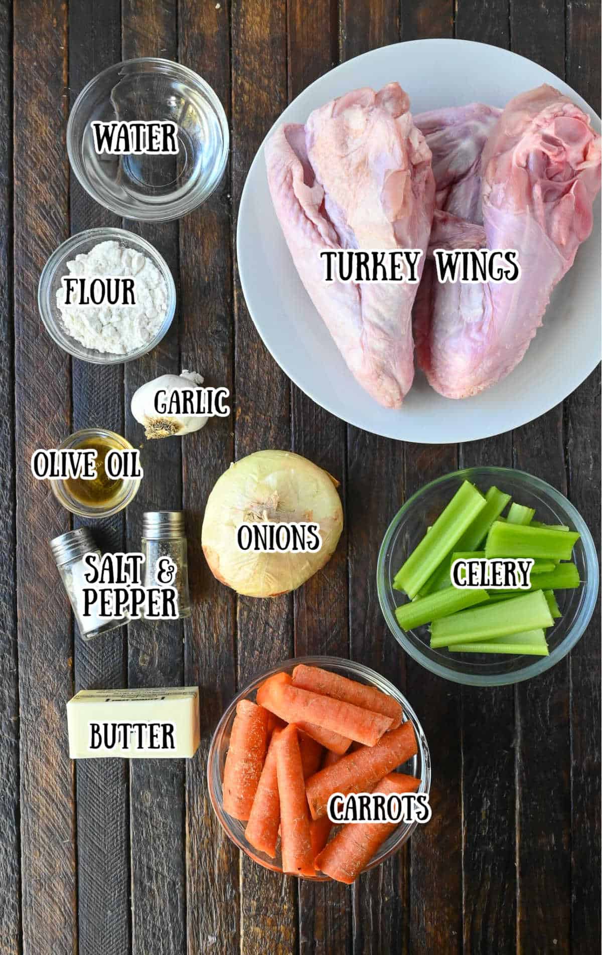 All the ingredients needed for this make ahead turkey gravy.