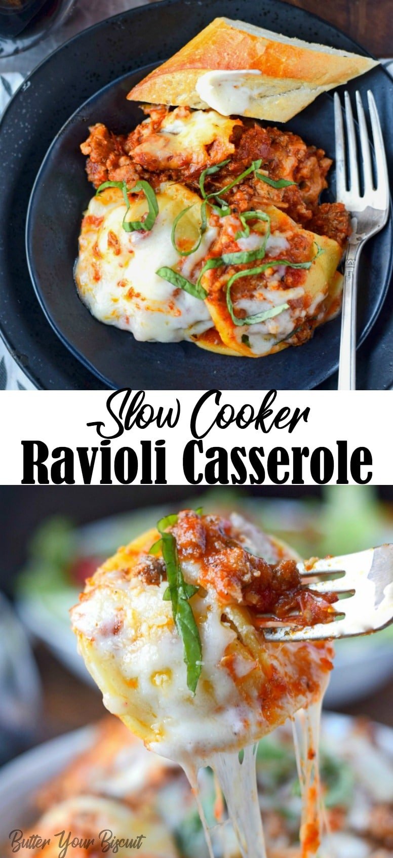 Slow Cooker Ravioli Casserole Recipe - Butter Your Biscuit