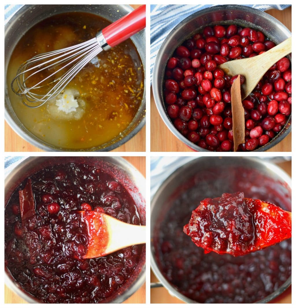Homemade cranberry sauce prep steps