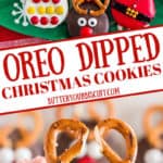 All of the decorated oreos on a plate pinterest pin.
