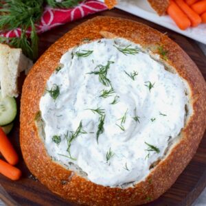 party dips dill dip in a sour dough bread oowl