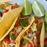 Salsa chicken tacos pinterest pin.