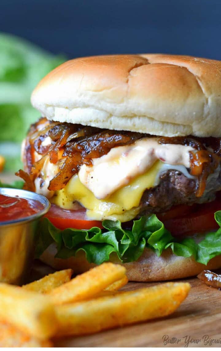 Skillet Burger with Caramelized Onions Stove Top Burgers