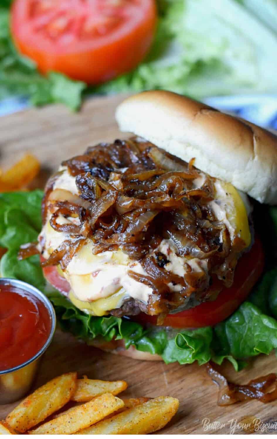 Skillet Burger with Caramelized Onions Stove Top Burgers