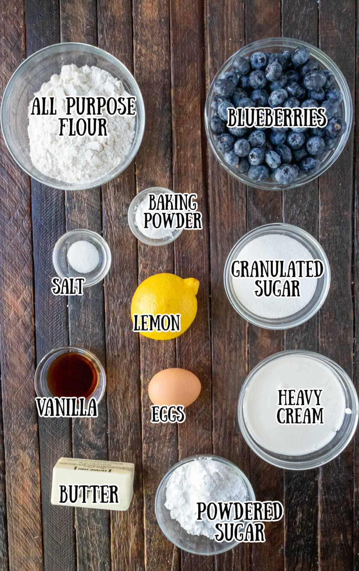 All the ingredients needed for these scones.