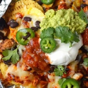 foil packet chicken nachos close up photo