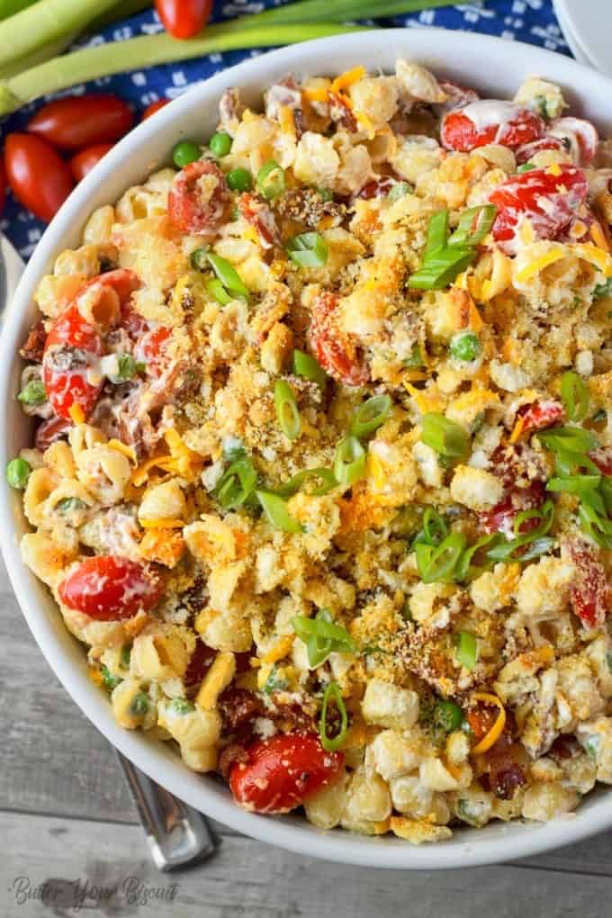 Bacon Ranch Pasta Salad Recipe- Butter Your Biscuit