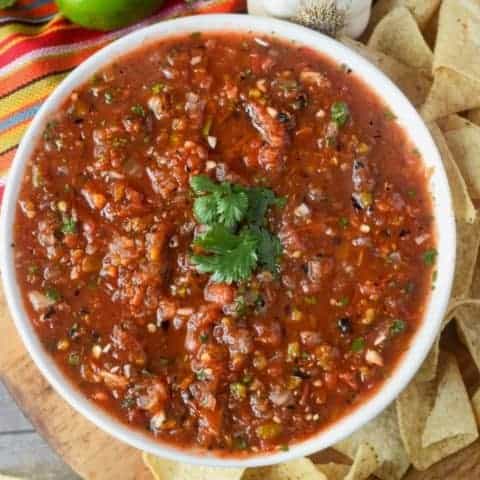 A bowl of salsa.