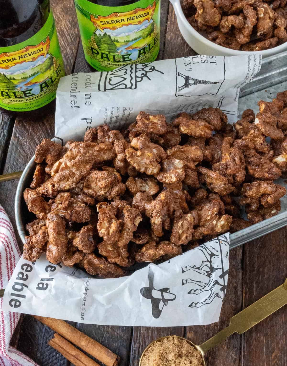 Sweet and spicy walnuts in a bowl.