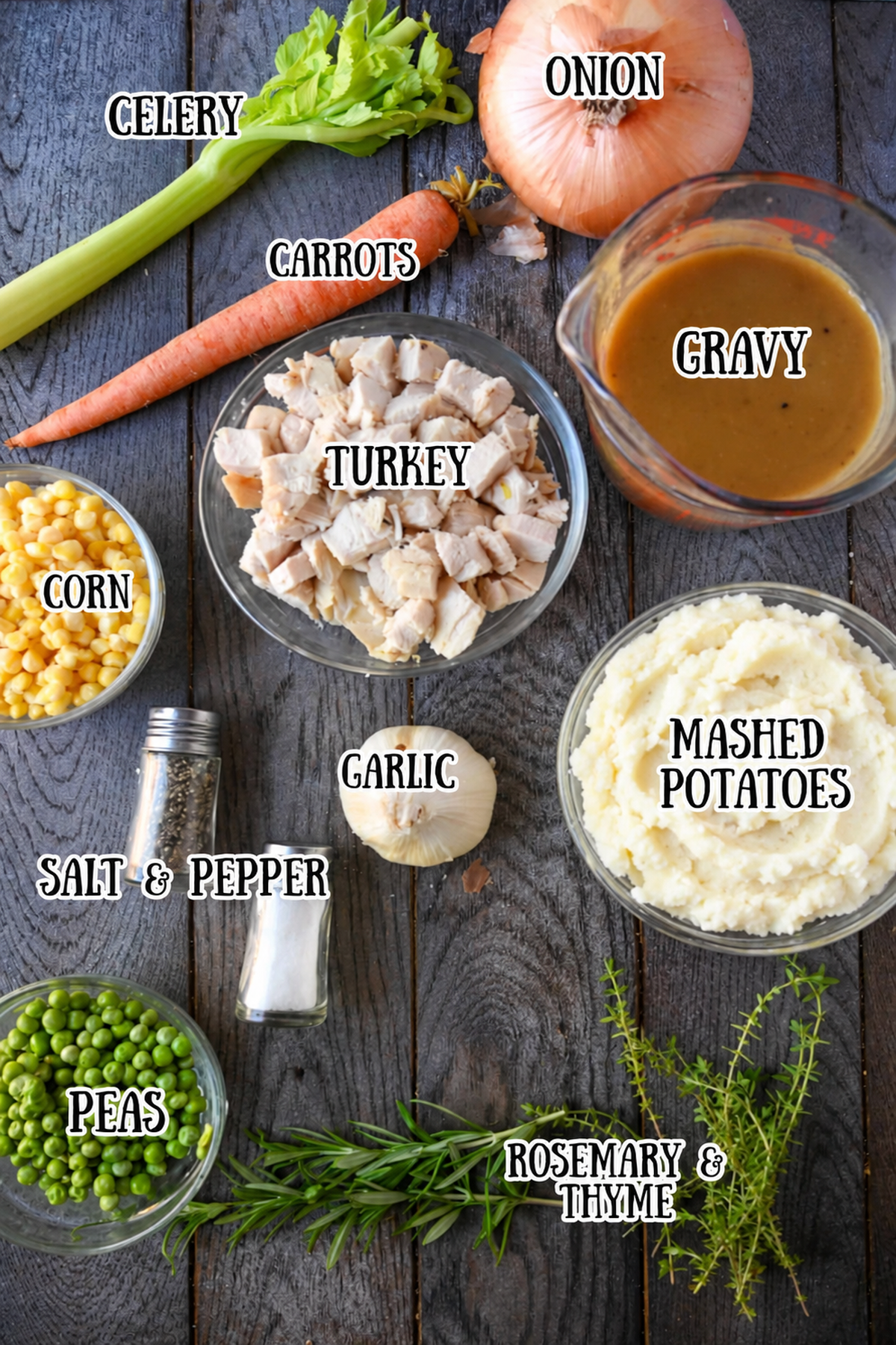 All of the ingredients for turkey shepherd's pie