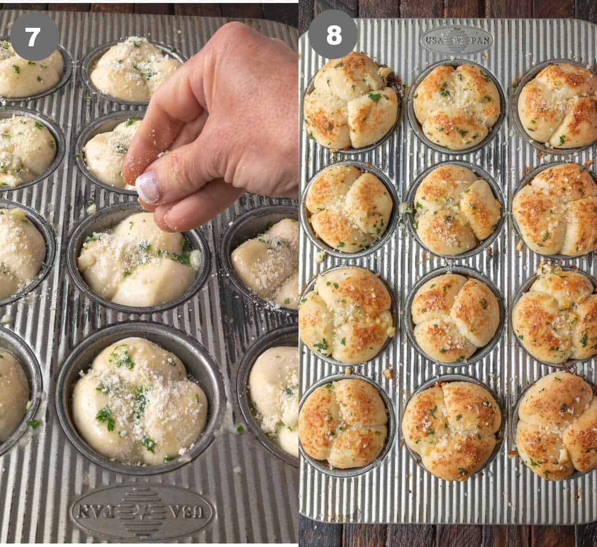 Parmesan sprinkled on top of rolls and baked.
