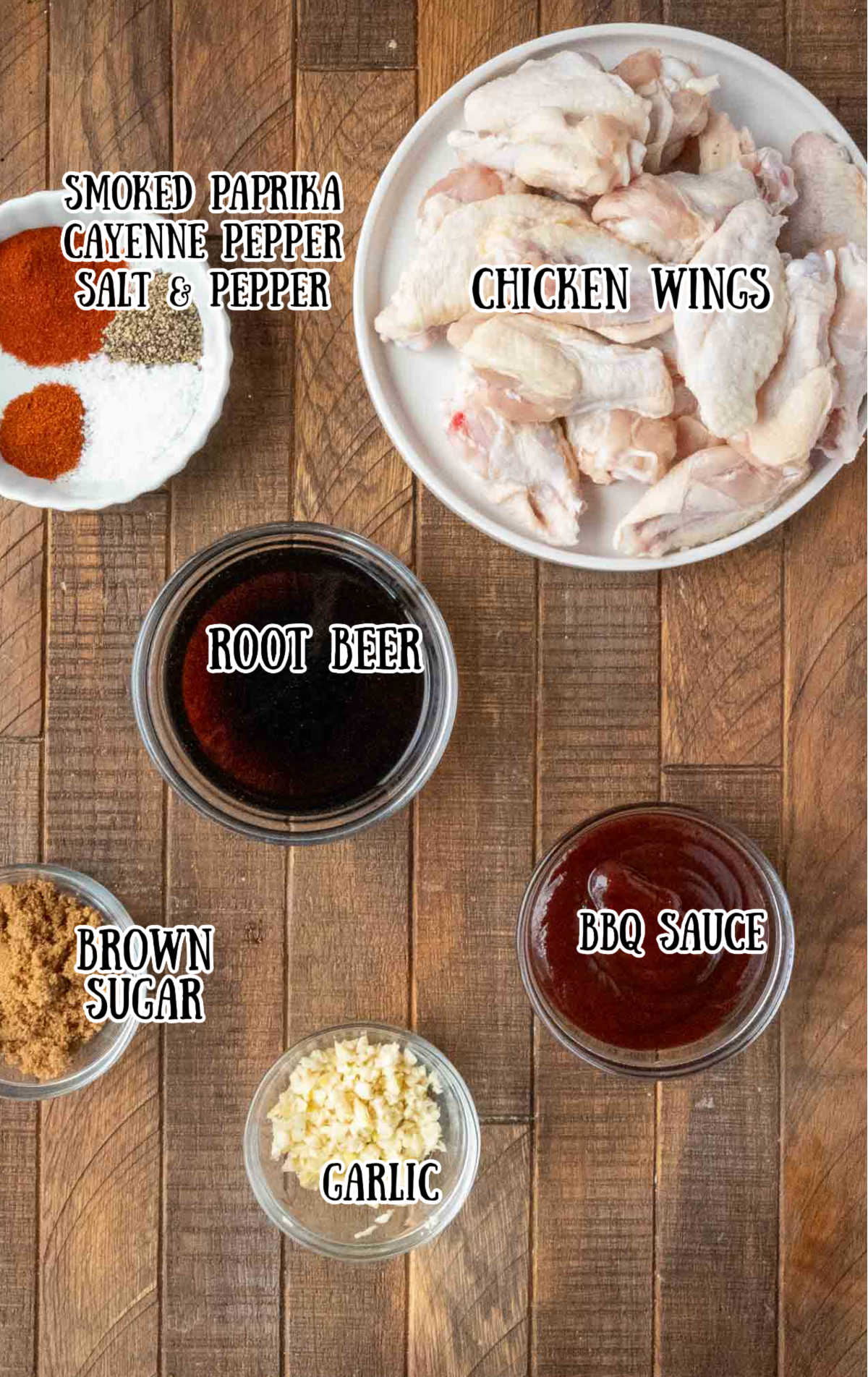 All of the ingredients for these wings.