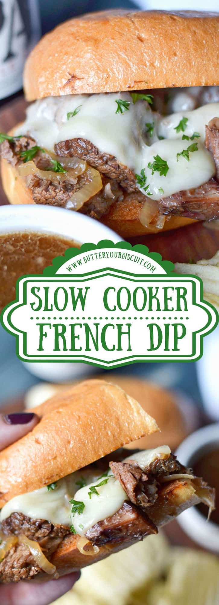 Slow Cooker French Dip Sandwich - Butter Your Biscuit