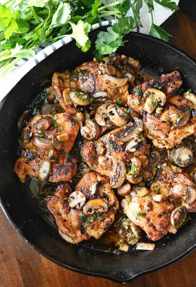 Garlic Mushroom Chicken Thighs - Butter Your Biscuit