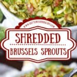 Shredded brussels with bacon pinterest pin