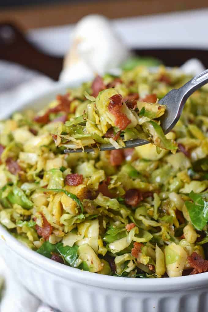 Shredded Brussels Sprouts with Bacon - Butter Your Biscuit